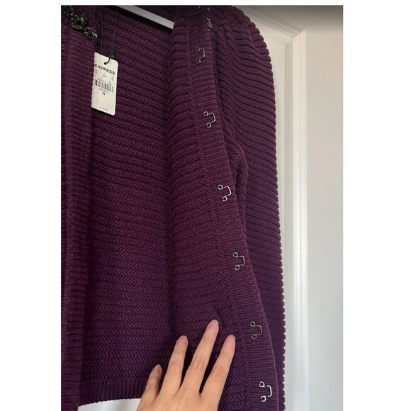 NWT EXPRESS PURPLE JEWELED NECK TRIM SWEATER JACKET SZ XS - Picture 8 of 9